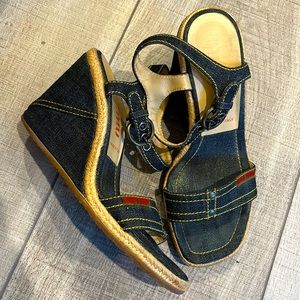 Authentic miu miu Prada denim wedge heels size 7.5